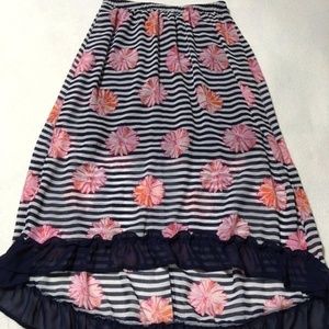 D-Signed Girls Floral Stripe Maxi Skirt Hi Low Hem